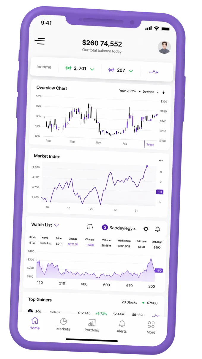 Interface mobile de suivi de portefeuille